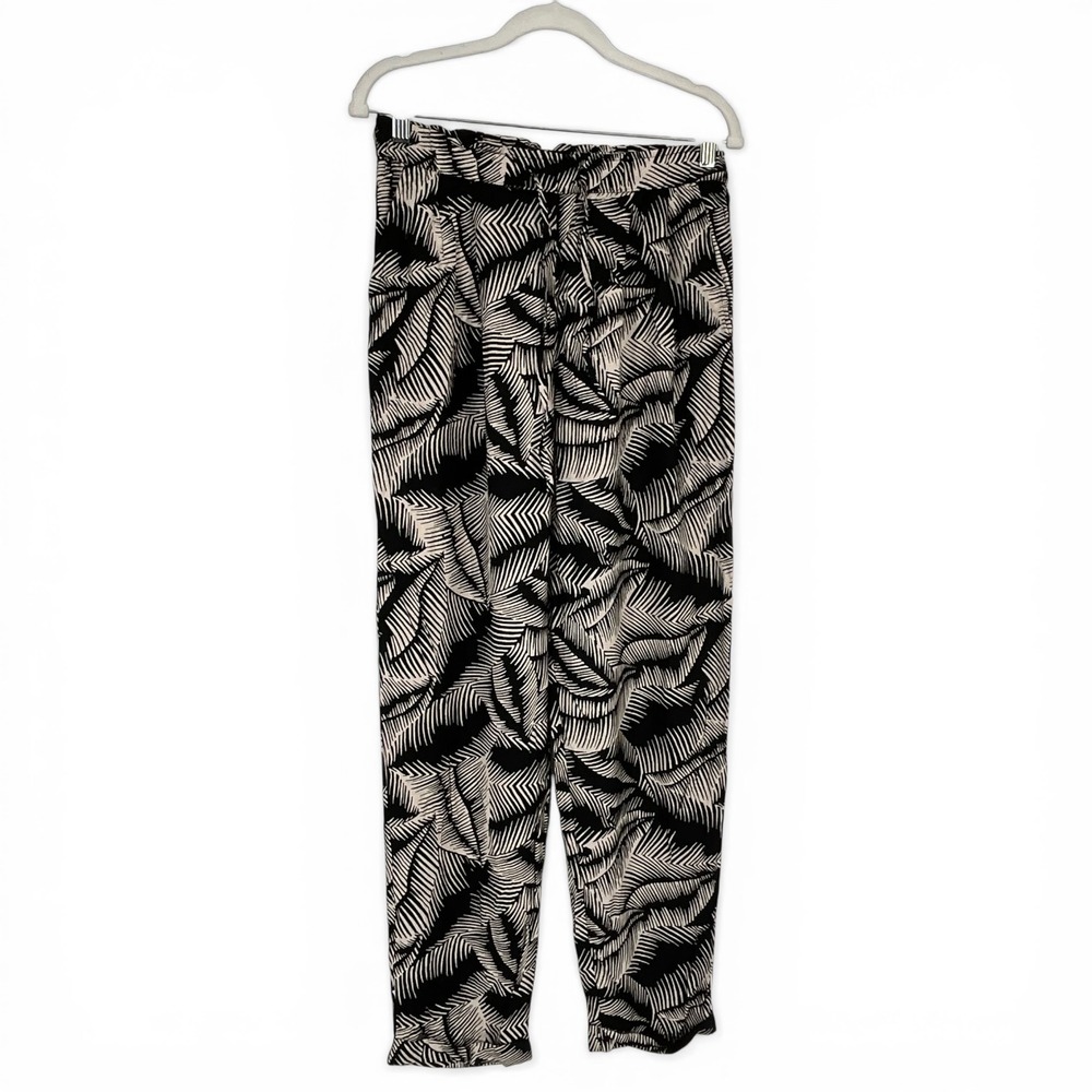 Volcom Womens Black White Stay Palm Leaf Print Drawstring Relaxed Pants Sz M